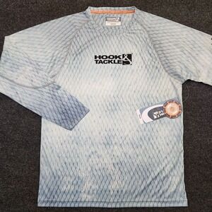 Hook & Tackle Mens Medium Blue Scaly Loose‎ Performance Top Quick Dry UV Block